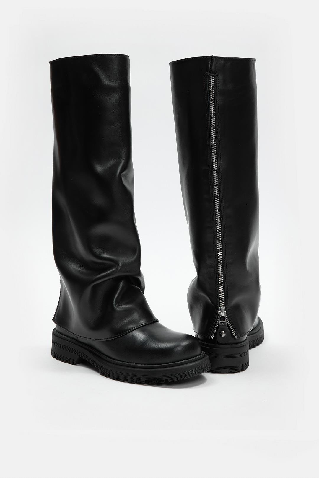Helia Siyah Hakiki Deri Kadın Çizme