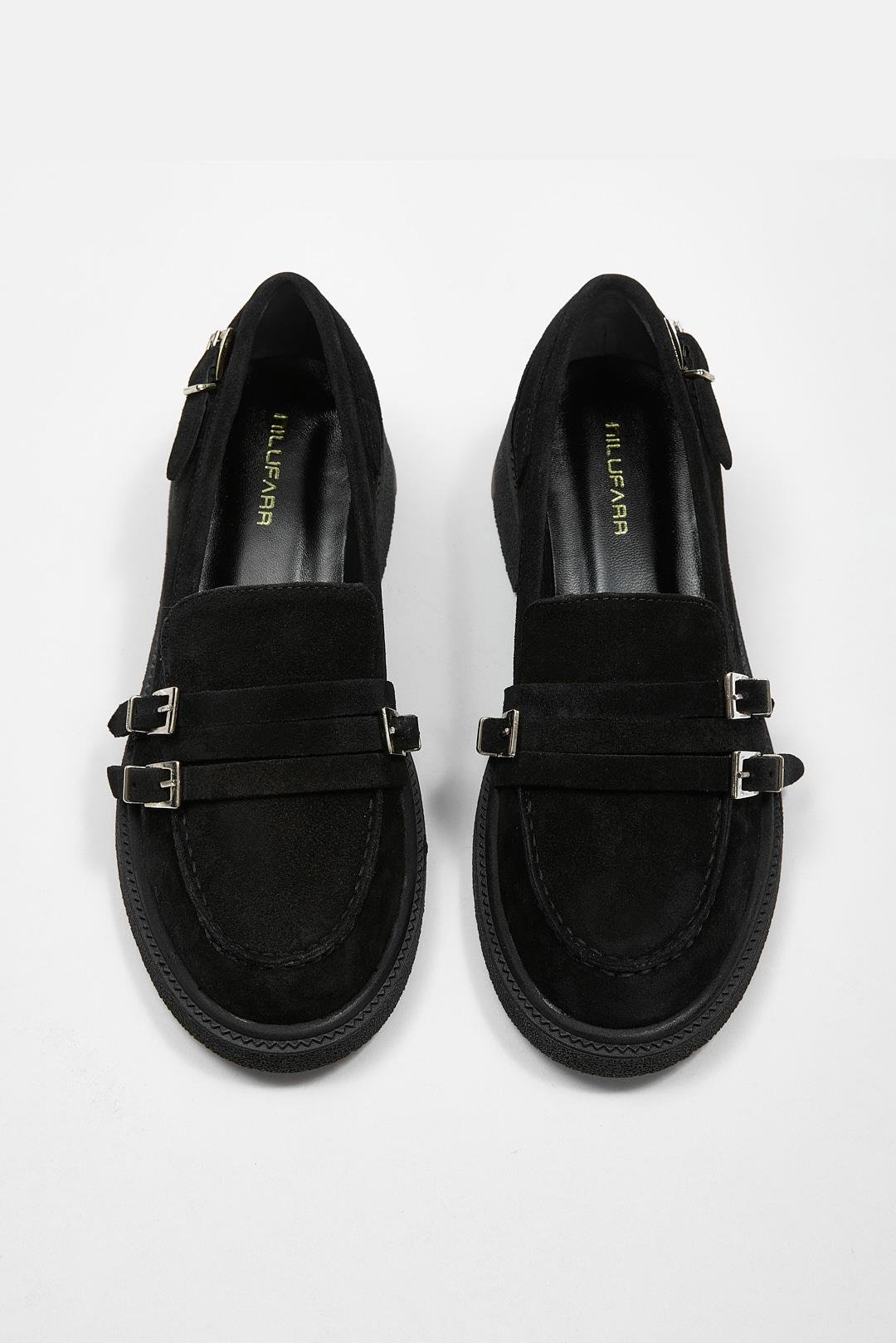 Jayla Siyah Süet Hakiki Deri Kadın Loafer