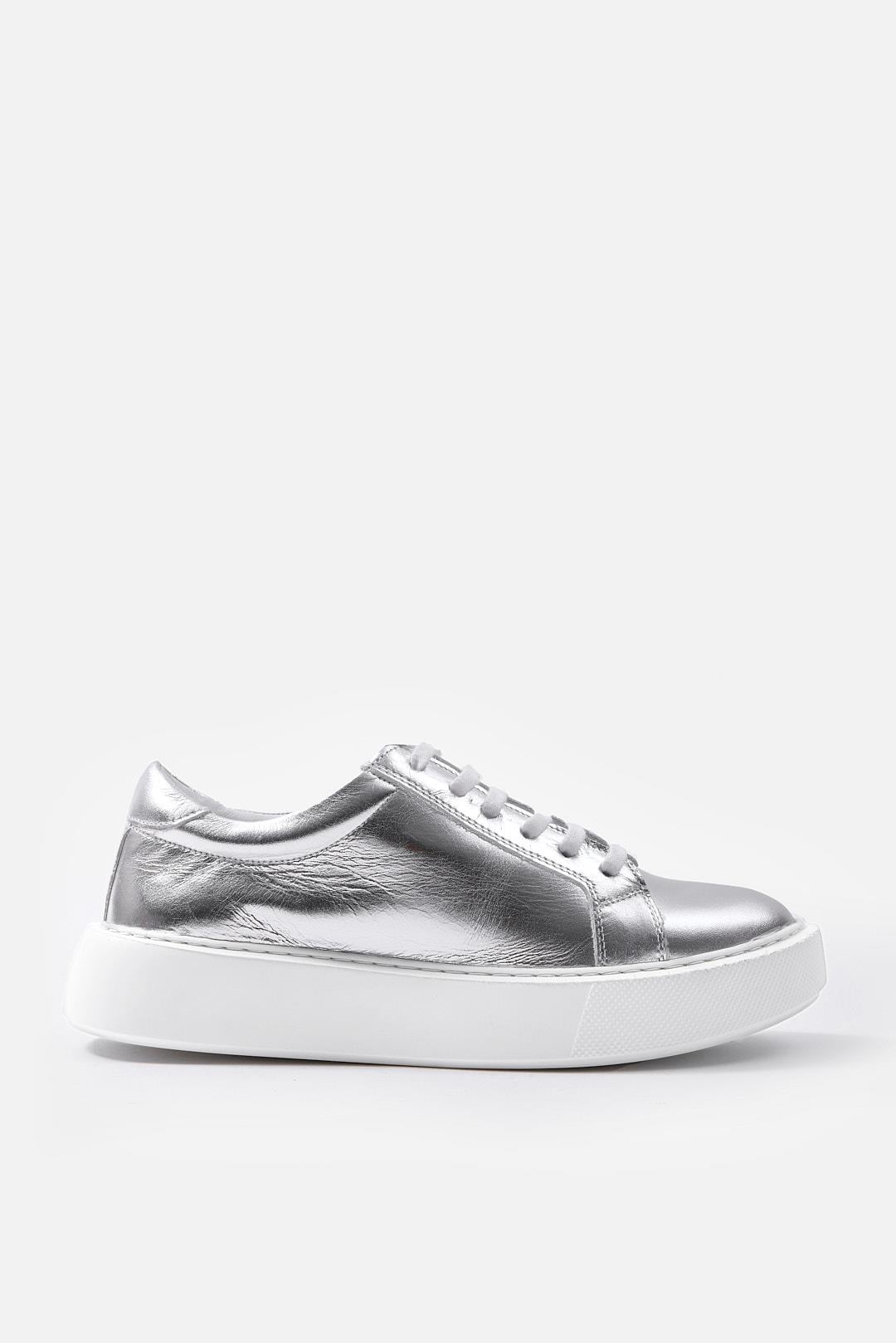 Julia Gümüş Hakiki Deri Kadın Sneaker