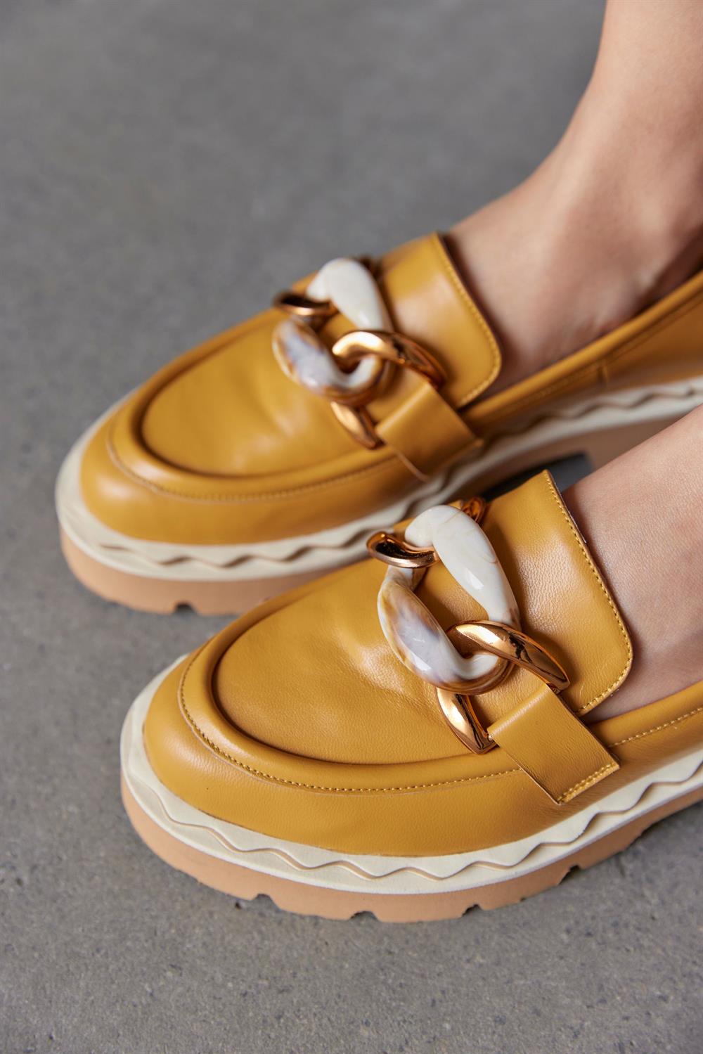 Ladonna Hardal Hakiki Deri Kadın Loafer