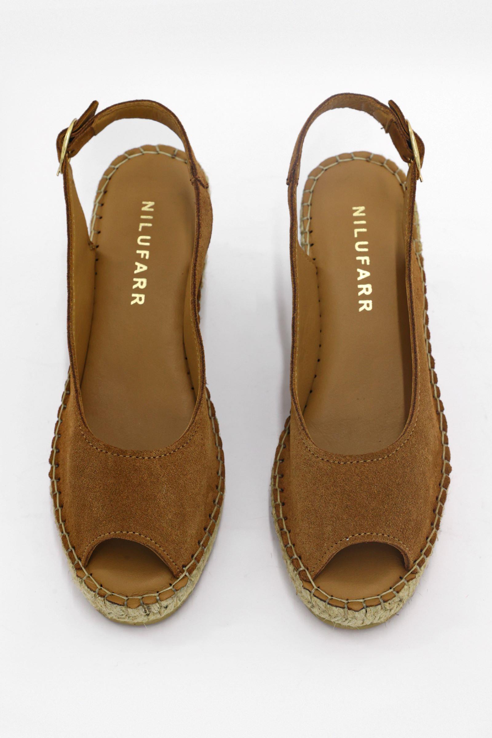 Lady Tan Genuine Suede Womens Heeled Sandals