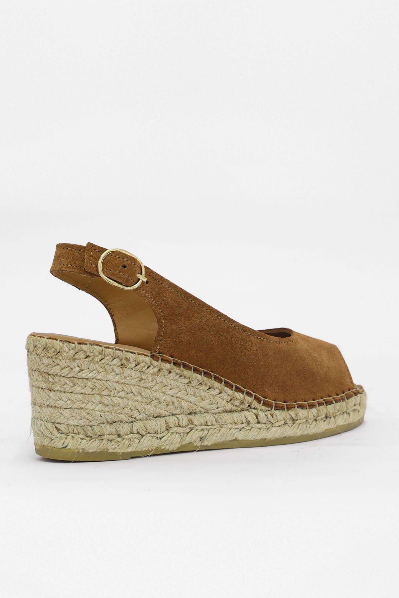 Lady Tan Genuine Suede Womens Heeled Sandals