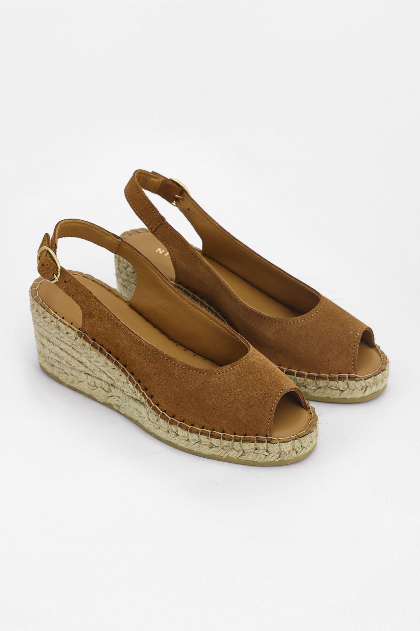 Lady Tan Genuine Suede Womens Heeled Sandals