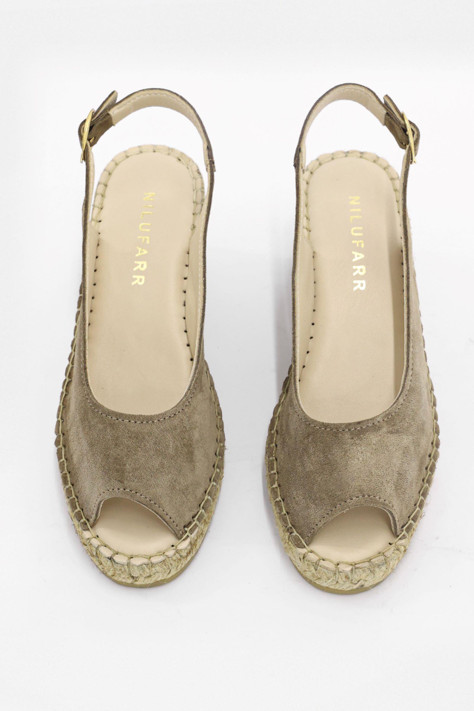 Lady Taupe Genuin Suede Womens Heeled Sandals