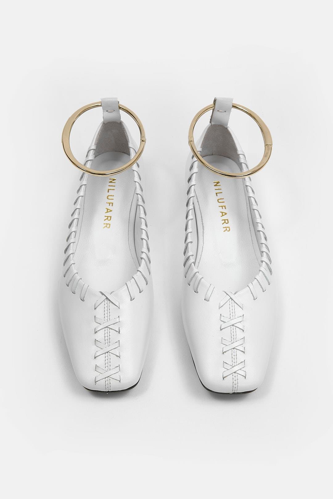 Lalita Beyaz Hakiki Deri Kadın Babet