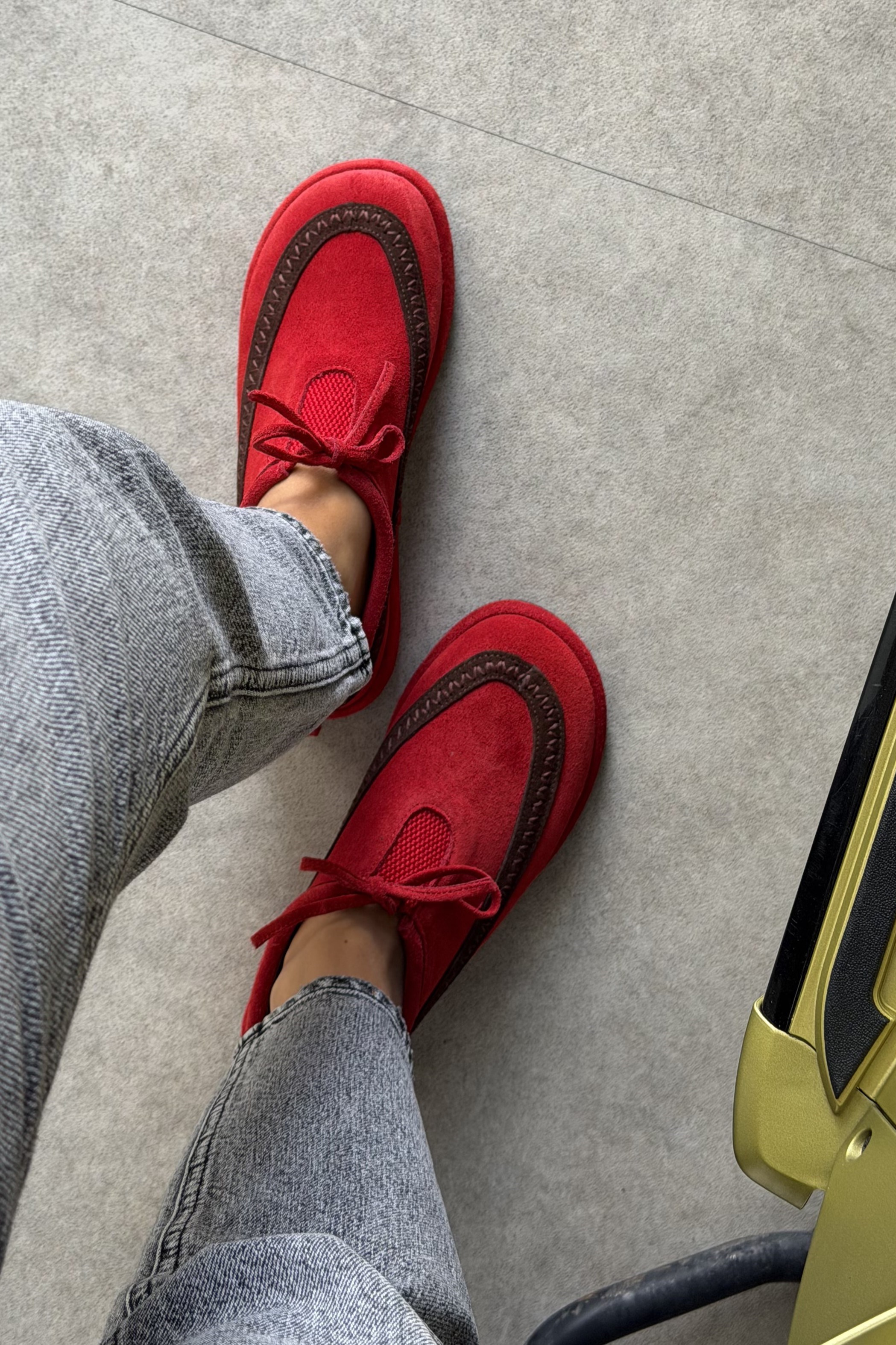 Lotus Kırmızı Süet Hakiki Deri Kadın Loafer Ayakkabı