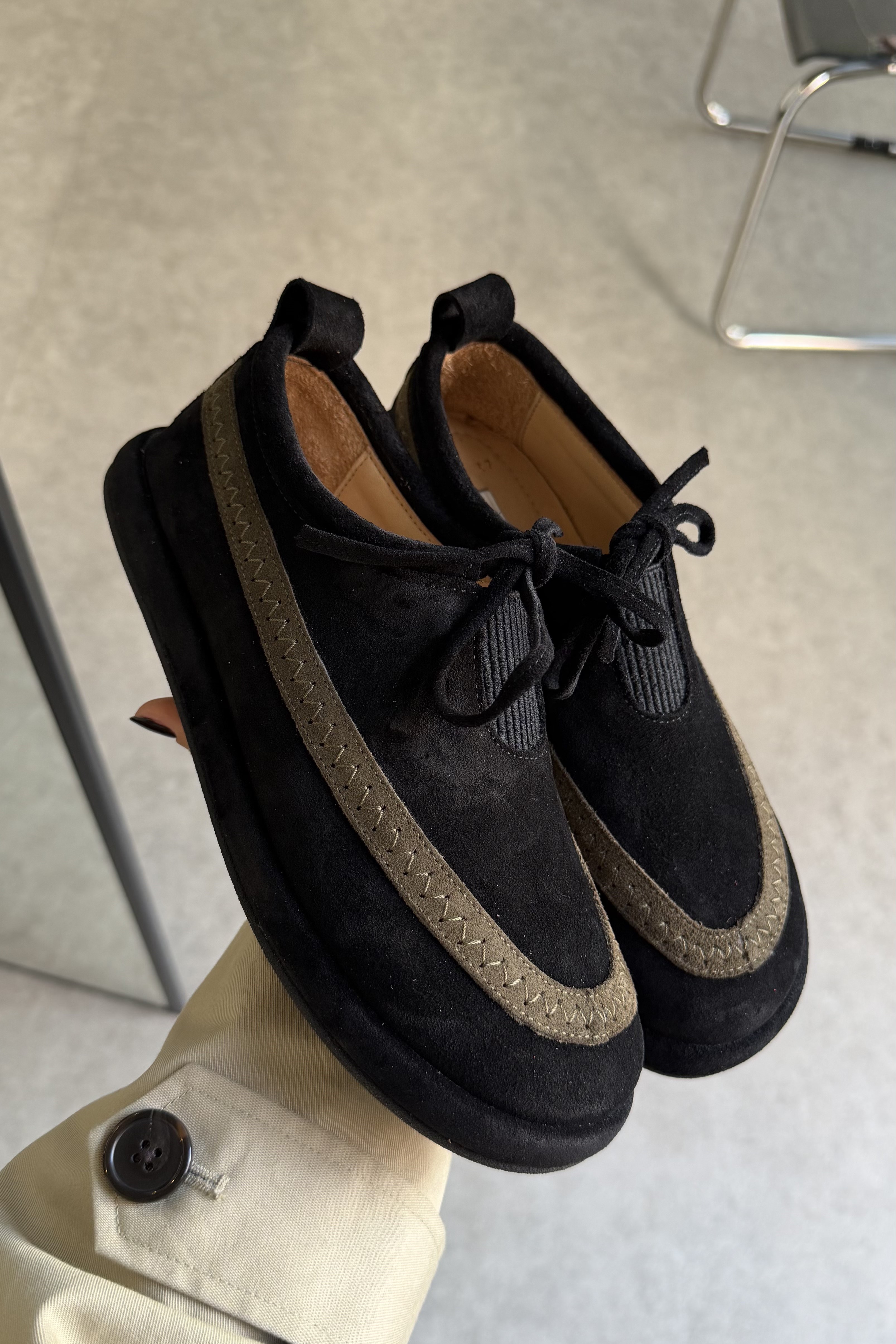 Lotus Siyah Süet Hakiki Deri Kadın Loafer Ayakkabı