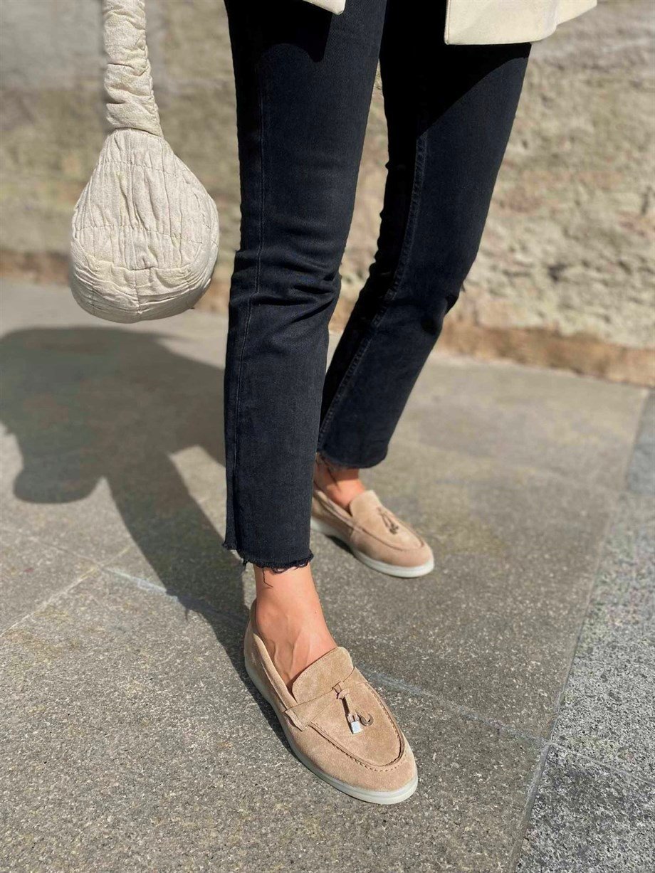 Lou Bisküvi Hakiki Süet Kadın Casual Ayakkabı