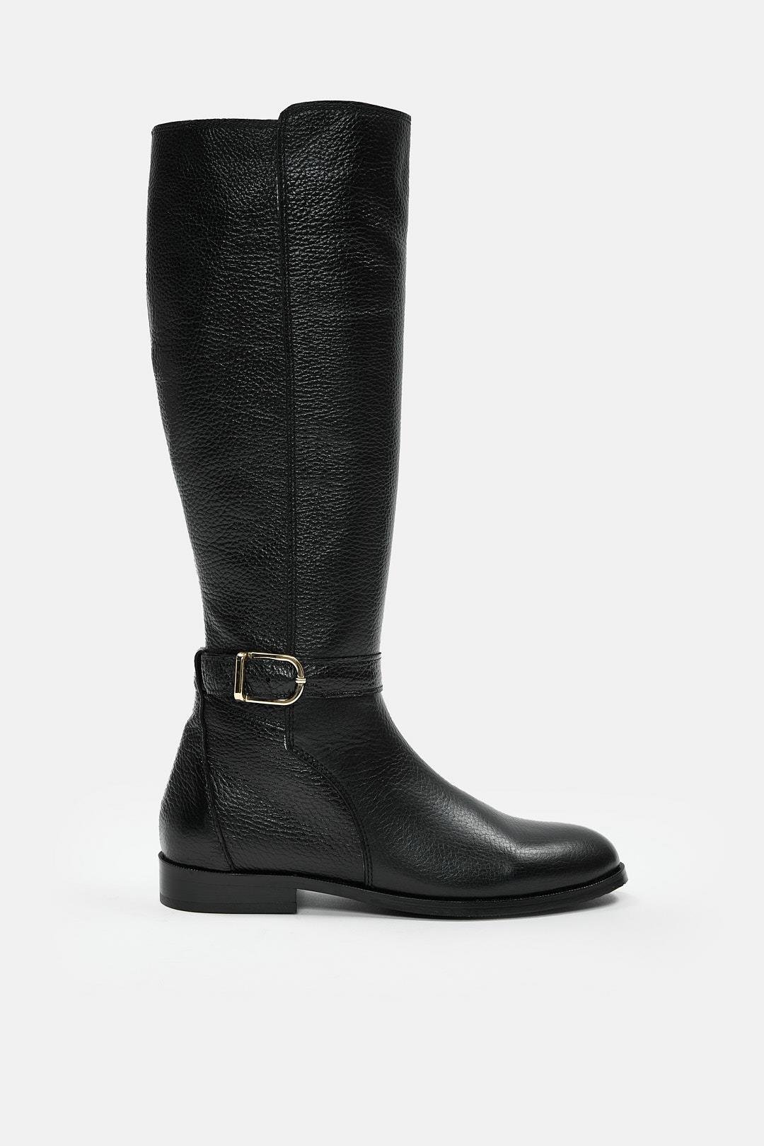 Lovissa Siyah Hakiki Deri Binici Çizme