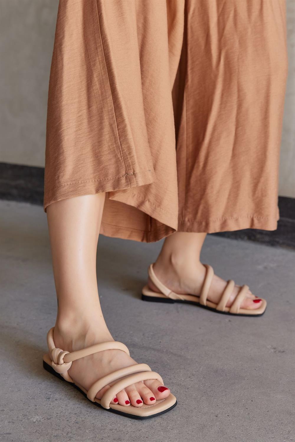 Mia Nude Genuine Leather Womens Sandals