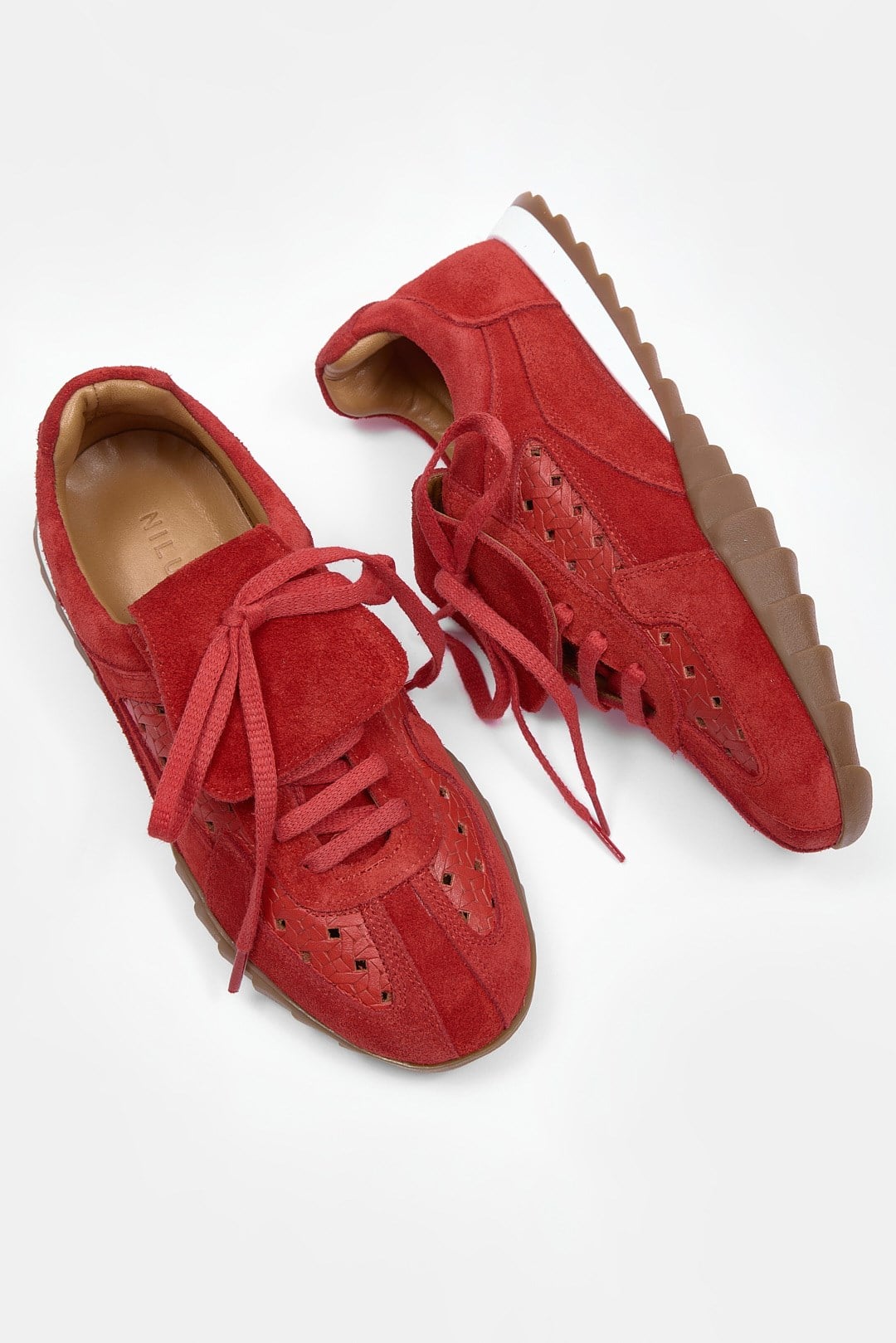 Minova Kırmızı Süet Hakiki Deri Kadın Sneaker