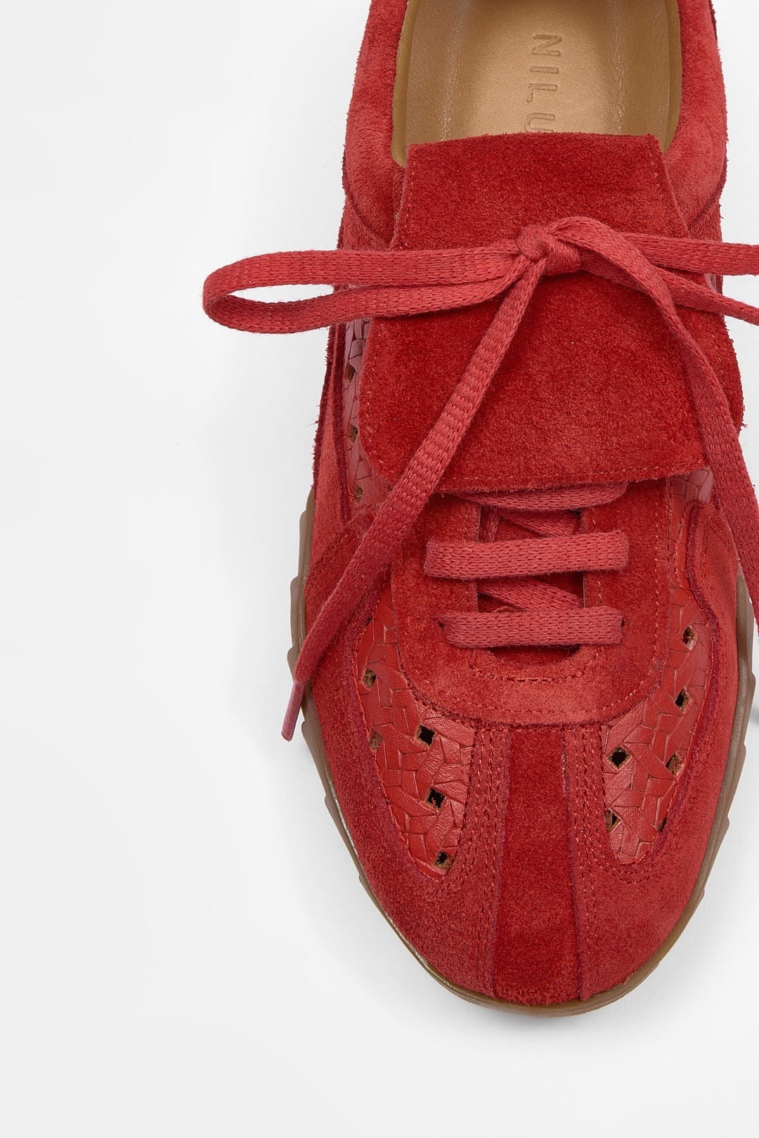 Minova Kırmızı Süet Hakiki Deri Kadın Sneaker