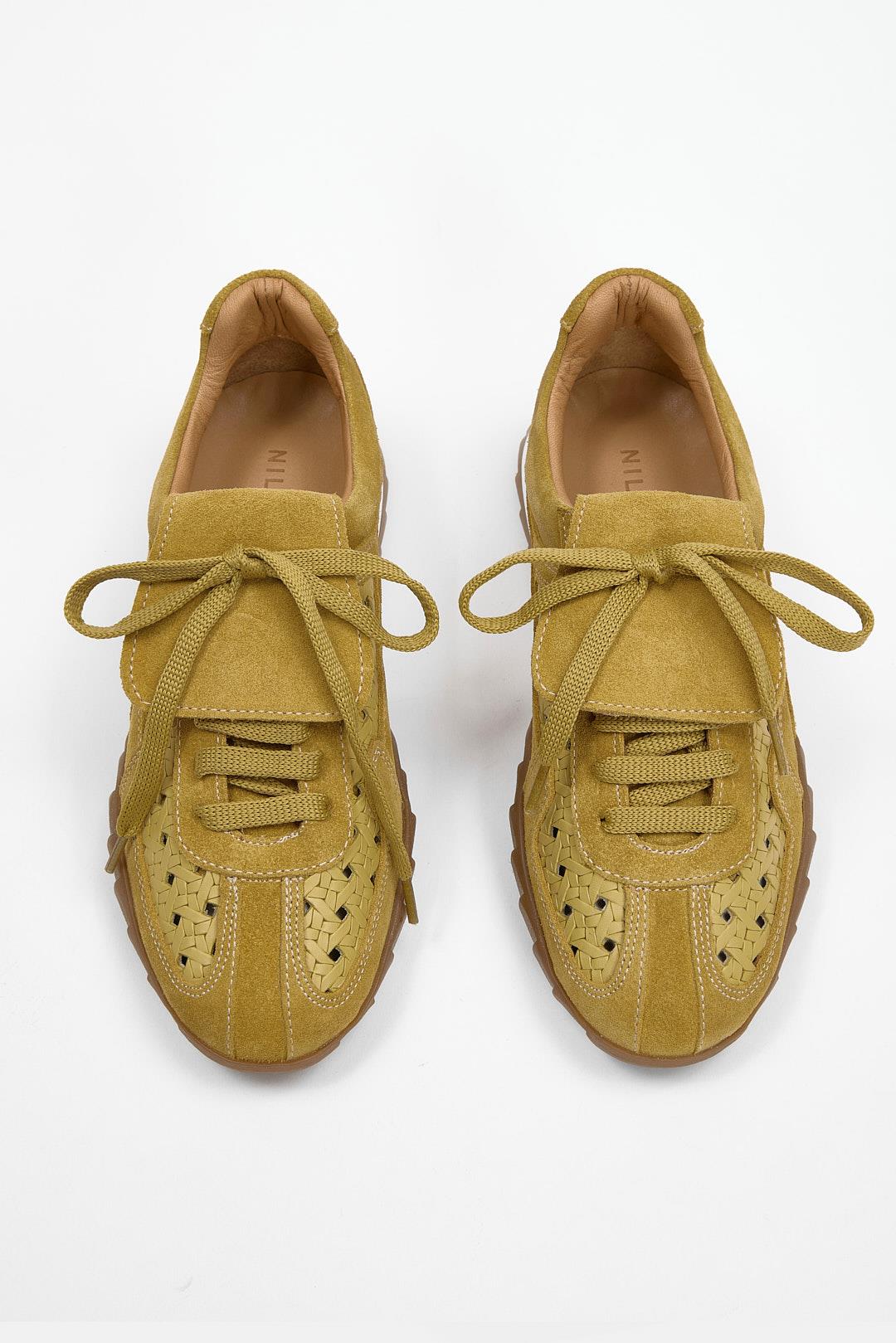 Minova Sarı Hakiki Deri Kadın Sneaker