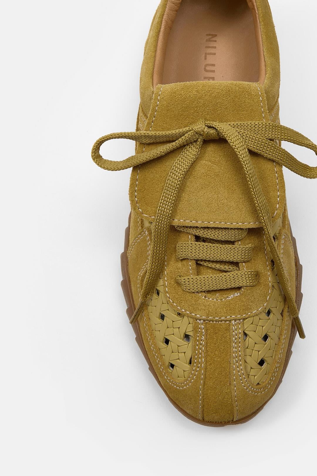 Minova Sarı Hakiki Deri Kadın Sneaker
