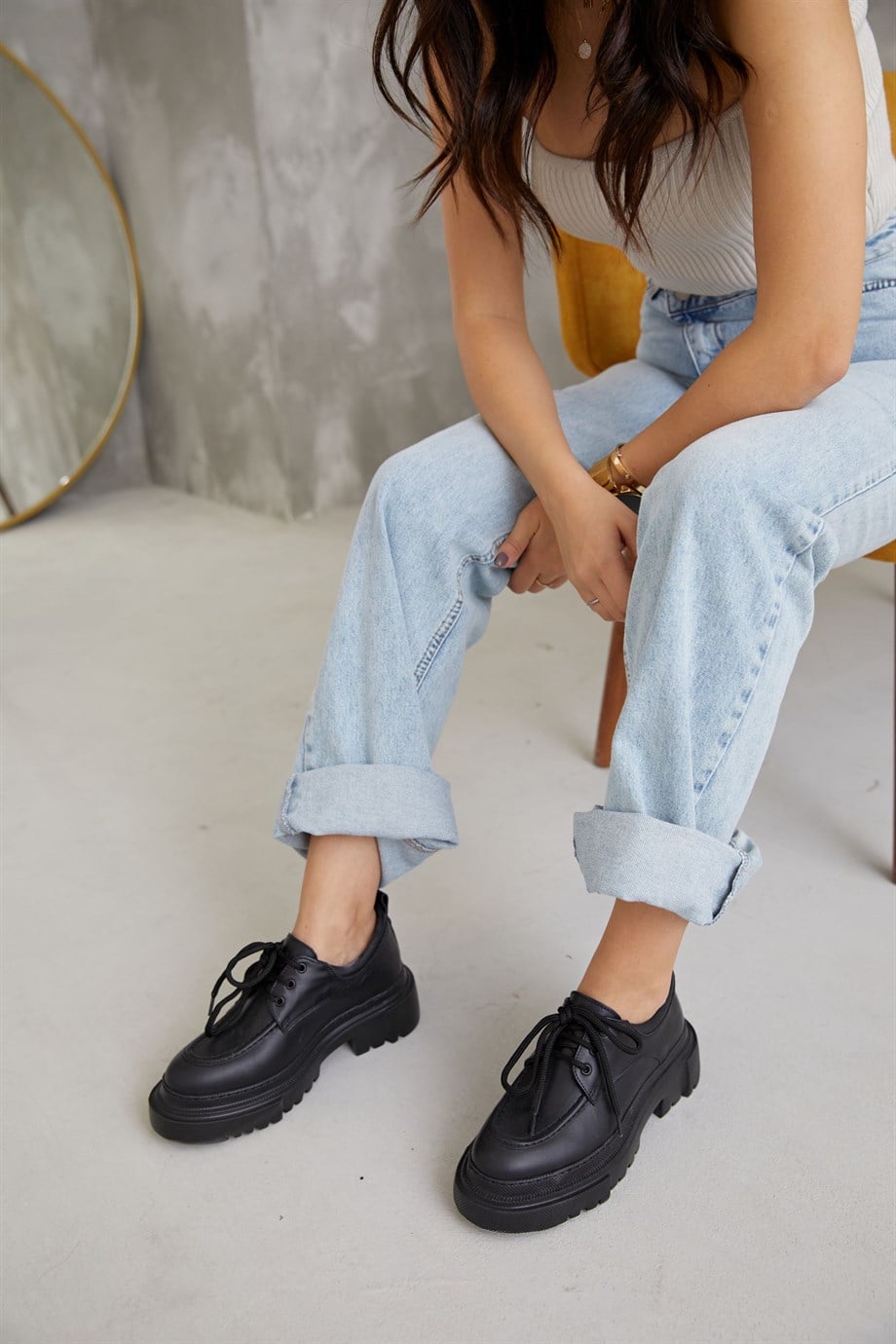 Piona Womens Black Leather Loafers