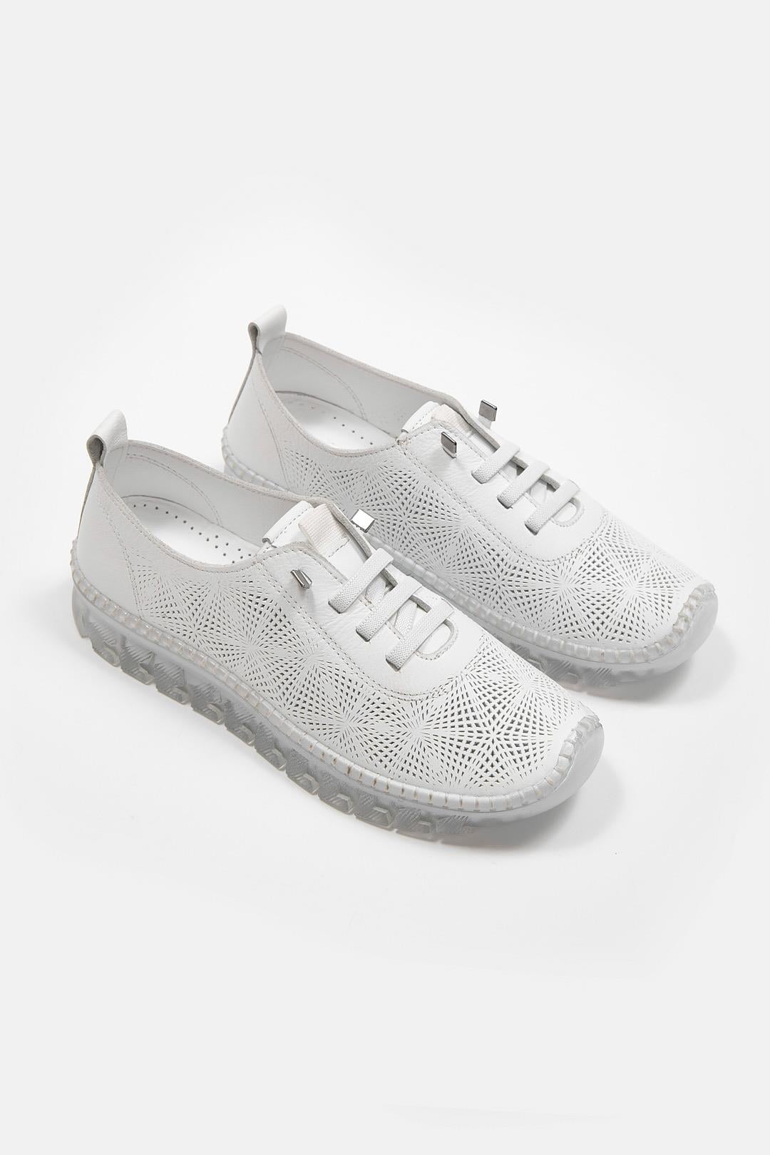 Russa Beyaz Hakiki Deri Kadın Sneaker