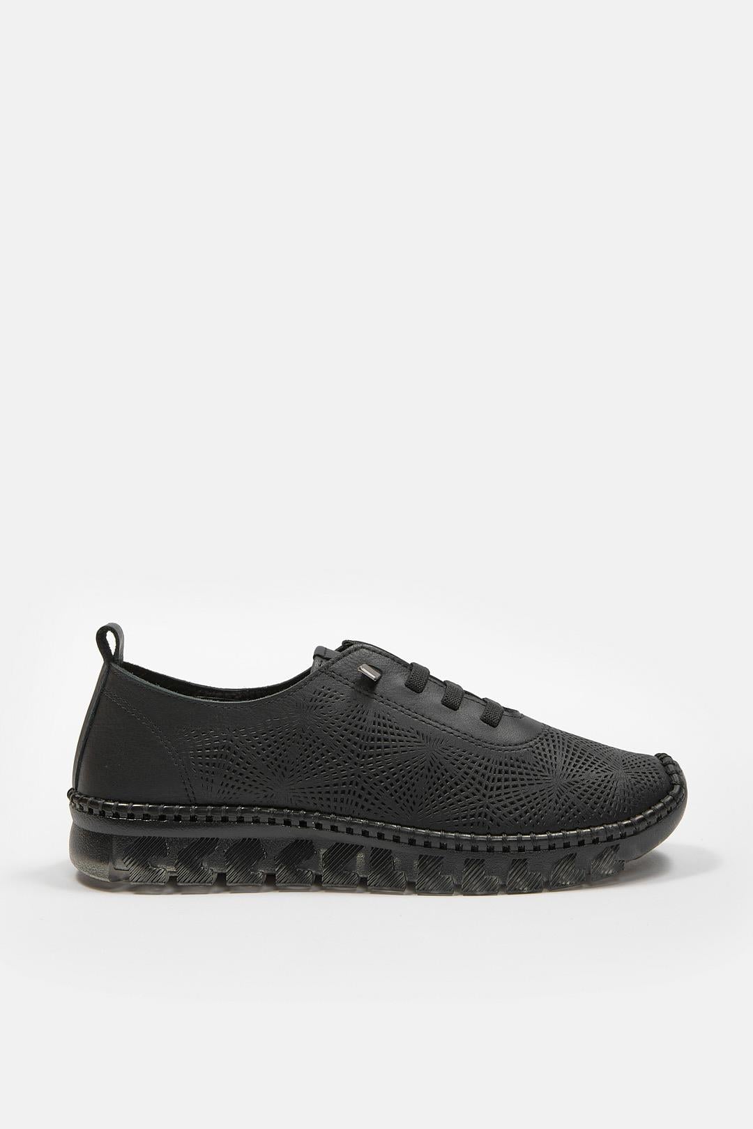 Russa Siyah Hakiki Deri Kadın Sneaker