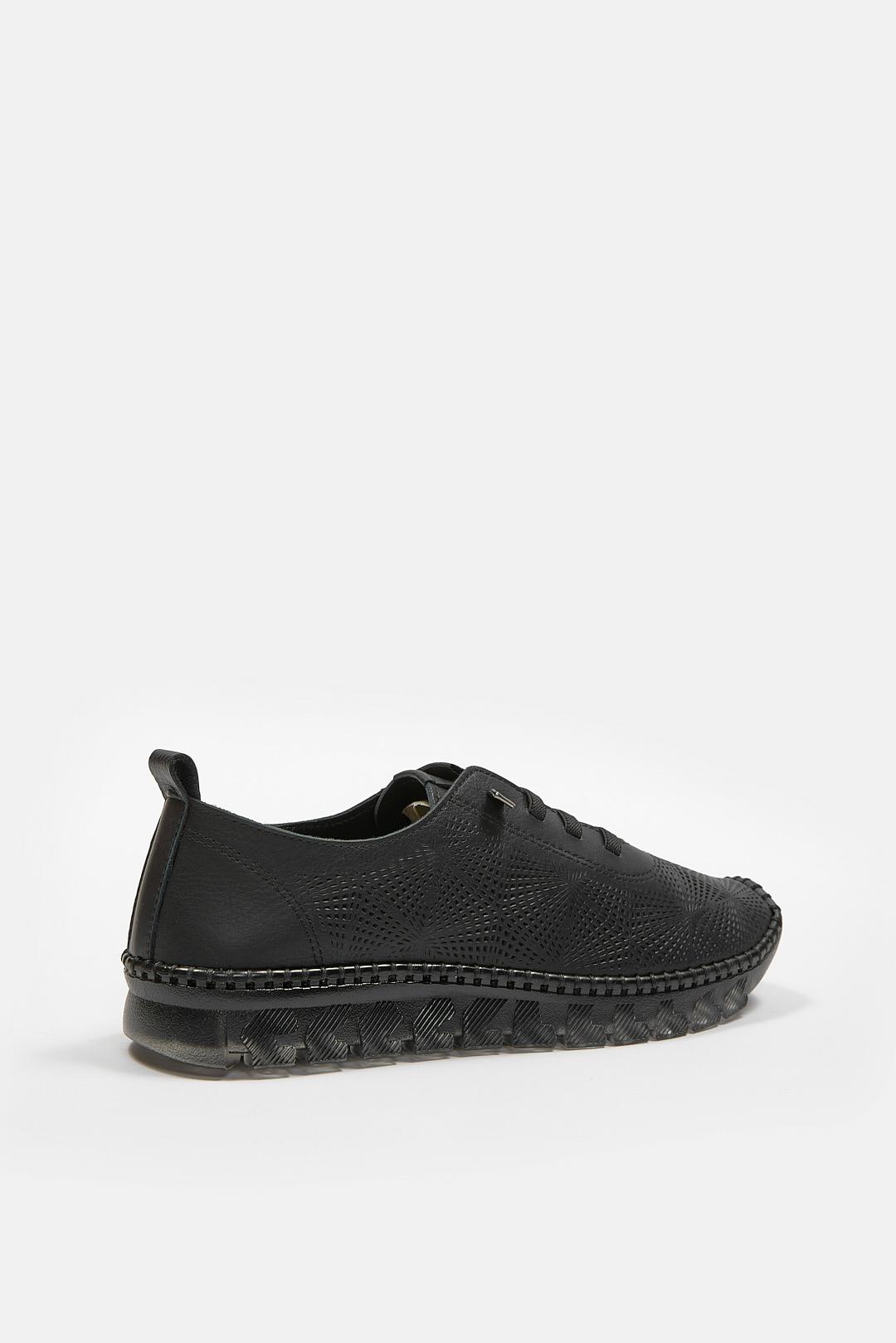 Russa Siyah Hakiki Deri Kadın Sneaker