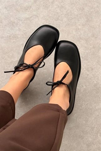 Alina Siyah Hakiki Deri Babet