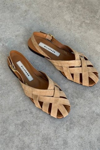 Amalfi Camel Süet Hakiki Deri Babet