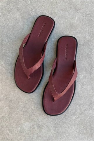 Babe Bordo Hakiki Deri Parmak Arası Terlik