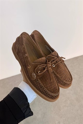 Begloo Sigaro Süet Hakiki Deri Kadın Loafer Ayakkabı