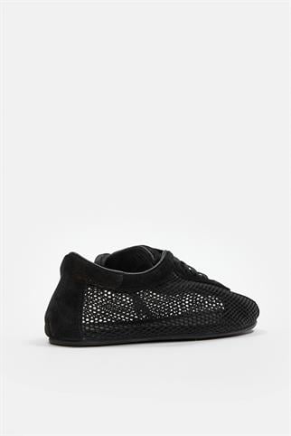 Biella Siyah Hakiki Deri Fileli Kadın Sneaker