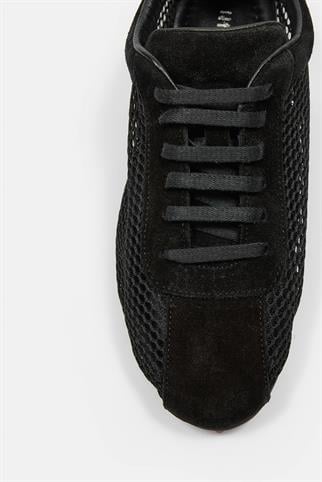 Biella Siyah Hakiki Deri Fileli Kadın Sneaker
