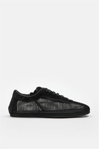 Biella Siyah Hakiki Deri Fileli Kadın Sneaker
