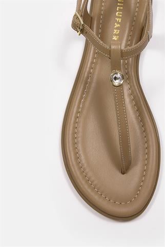 Enci Nude Hakiki Deri Parmak Arası Kadın Sandalet