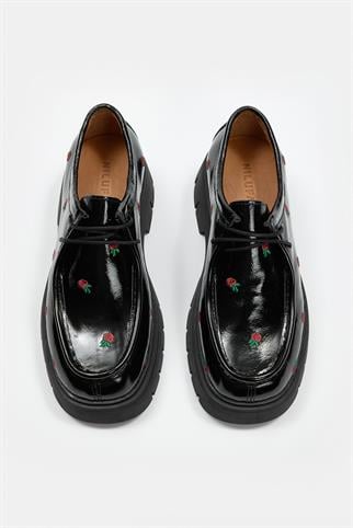 Freya Siyah Rugan Hakiki Deri Kadın Loafer