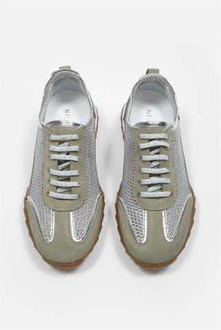 Gala Avokado Süet Hakiki Deri Fileli Kadın Sneaker