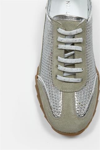 Gala Avokado Süet Hakiki Deri Fileli Kadın Sneaker