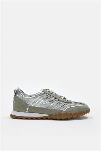Gala Avokado Süet Hakiki Deri Fileli Kadın Sneaker