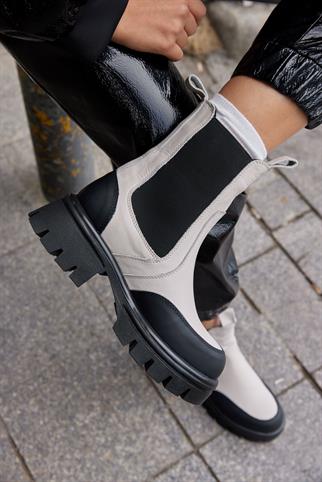 Ginza Beige Genuine Leather Womens Boots