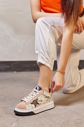 Goose Bej Hakiki Süet Kadın Sneaker