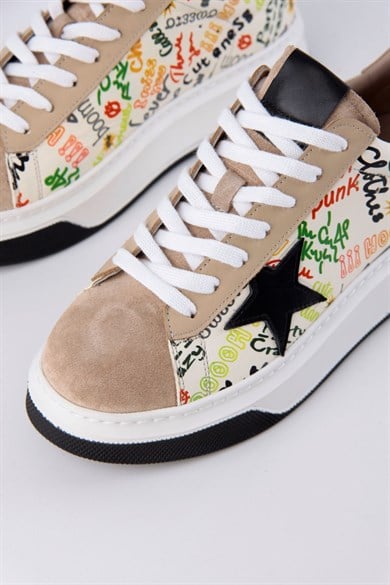 Goose Bej Hakiki Süet Kadın Sneaker