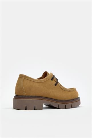 Isabella Camel Hakiki Süet Kadın Loafer Ayakkabı