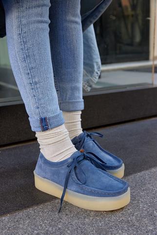 James Denim Blue Genuine Leather Lace-Up Womens Shoes
