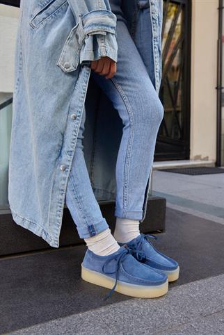 James Denim Blue Genuine Leather Lace-Up Womens Shoes