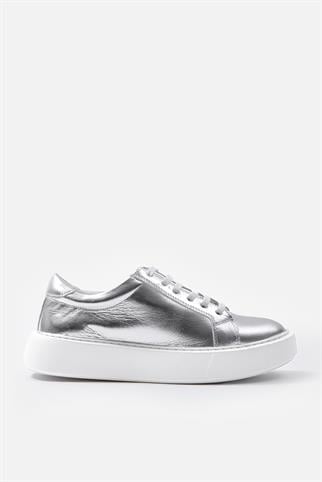 Julia Gümüş Hakiki Deri Kadın Sneaker