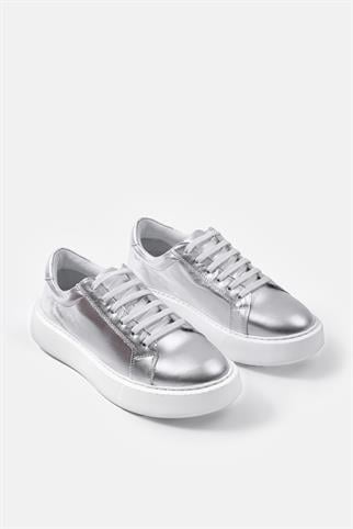 Julia Gümüş Hakiki Deri Kadın Sneaker