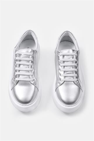 Julia Gümüş Hakiki Deri Kadın Sneaker