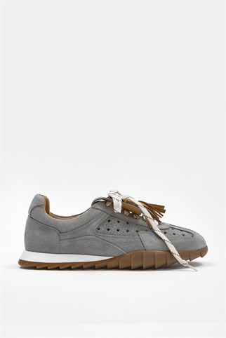Lisbon Gri Süet Hakiki Deri Kadın Sneaker