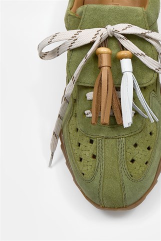 Lisbon Yeşil Süet Hakiki Deri Kadın Sneaker