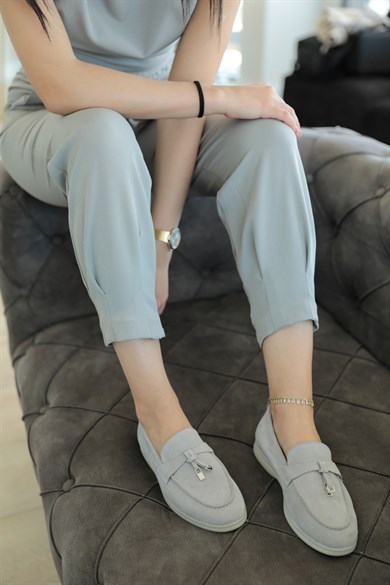 Lou Gri Hakiki Süet Kadın Casual Ayakkabı
