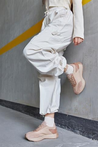 Male Bej Hakiki Süet Kadın Sneaker