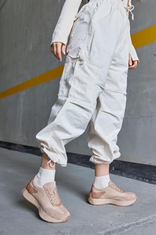 Male Bej Hakiki Süet Kadın Sneaker