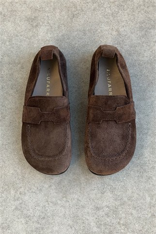 Mandy Kahve Süet Hakiki Deri Kadın Loafer Ayakkabı