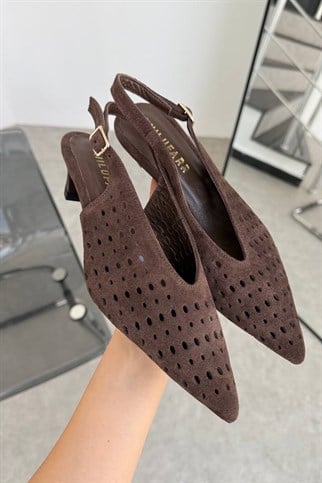 Marita Acı Kahve Süet Hakiki Deri Topuklu Ayakkabı